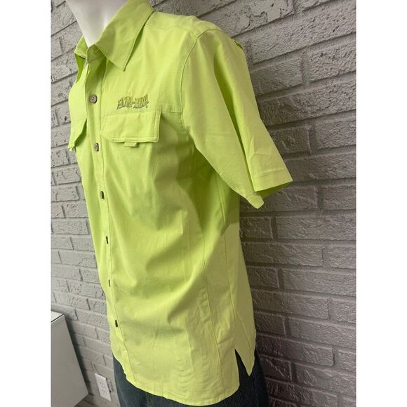 Gillz  Men Lime Green Short Sleeve Fishing Shirt Size M - Picture 8 of 12